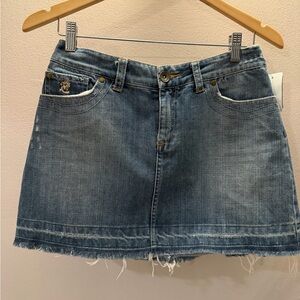 Denim Mini Skirt Y2K vibe embroidered skirt by MNG